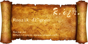 Roszik Ágnes névjegykártya
