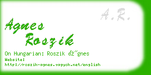 agnes roszik business card